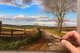治愈系油画！手绘一幅绝美自然风景画，过程太舒适了！视频封面