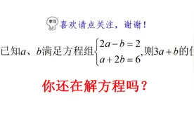已知2a-b=2，a+2b=6，求3a+b的值，你准备解方程吗？画蛇添足视频封面