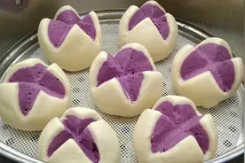 两个紫薯一碗面粉，教你做花样馒头，个个开花，松软香甜真好吃