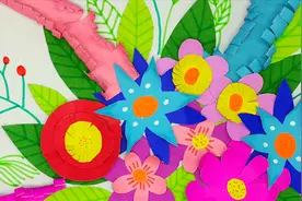 儿童创意画，跟着老师一起画鲜花工艺画，掌握这个方法，你也行