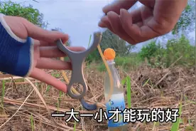 农村户外弹弓高手创新玩法，双球一次击中目标，激起水花无数视频封面