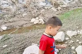 萌娃在河边游玩抓到一只青蛙，不断地嘱咐它以后再生小蝌蚪要看好视频封面