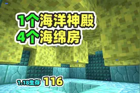 我的世界1.18生存116：万分之一概率，1个海洋神殿4个海绵房