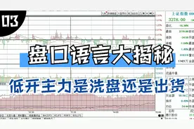 散户短线低吸必学的盘口语言，三分钟看懂低开，主力洗盘还是出货视频封面