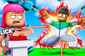 Roblox按钮模拟器：挑战空中迷宫！巨型龙卷风把我吹飞了！