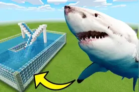 我的世界动画：如何制作鲨鱼水滑梯-怪物学院