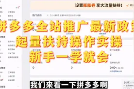 拼多多全站推广最新政策起量扶持操作实操，新手一学就会视频封面