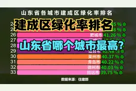 山东43座城市建成区绿化率排名，济南进不了前20，青岛仅排第31名视频封面