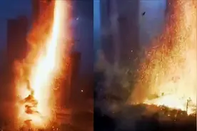 震撼！实拍沈阳高压电线遭雷击闪爆瞬间 天降“火龙”后迅速炸裂视频封面