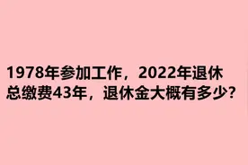 1978年参加工作，2022年退休，总缴费43年，退休金大概有多少？