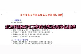 武汉铁路局汉口高铁站安检员岗位招聘视频封面
