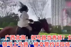 广西北海：把马路当秀场？女子骑马上马路，被交警约谈现场认错视频封面