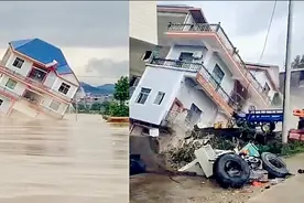 楼房瞬间被毁！实拍：江西上饶溃堤洪水爆发 大批军车前往救援！
