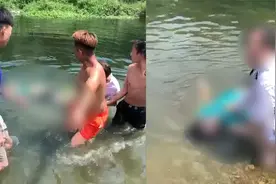 绍兴一男子溺水沉入河底，好心人潜水捞人，救人者：害怕但是要救视频封面