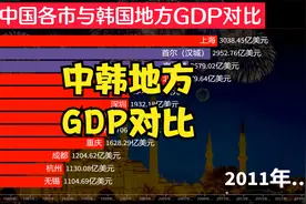 发达国家的“粉碎机”？中国各市与韩国各道GDP对比，首尔掉队了