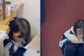 星光不负赶路人，高三女生钻桌子下坐地上努力背书视频封面