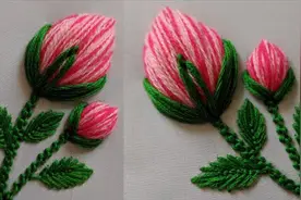手绣含苞待放的玫瑰花，刺绣教程，演示详尽，适合初学者视频封面