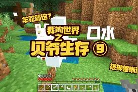 我的世界贝爷生存09：我和羊驼的口水战！掠夺流浪商人，获取栓绳