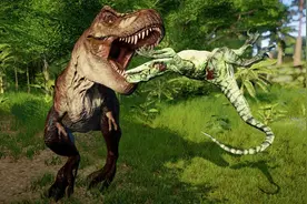 侏罗纪恐龙世界：霸王龙的森林猎杀之路，食欲太大小恐龙都不够吃