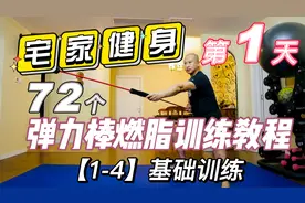 全网最全飞力士弹力棒训练动作教程。共72个动作，第1天（1-4）视频封面