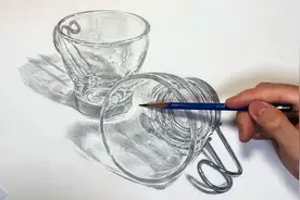 国外艺术家铅笔画写实玻璃杯 -송정우视频封面