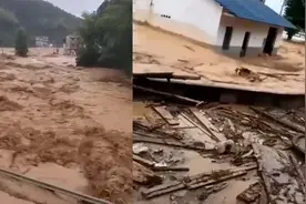 实拍江西上饶暴雨：村庄山洪暴发 洪水漫入屋内 地质灾害预警发布