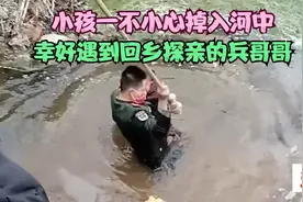 小孩一不小心掉入河中，幸好遇到回乡探亲的兵哥哥。视频封面