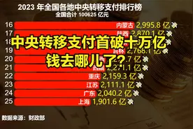 中央转移支付首破十万亿！钱去哪儿了？2023各省转移支付排名出炉视频封面