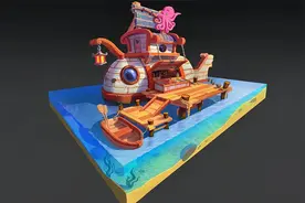 3D建模，鱼头小卖部场景模型制作