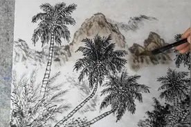 海南风情画创作《秀丽山村》作画过程之四视频封面