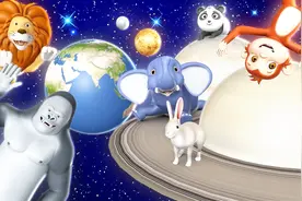 猴子坐火箭宇宙中寻找不同的星球视频封面