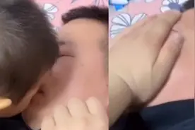 一萌娃主动献吻爸爸，爸爸受宠若惊，竟激动到害羞视频封面