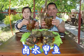 农村大叔做网红卤水小甲鱼，叫上老婆直接上手撕，味道名不虚传视频封面
