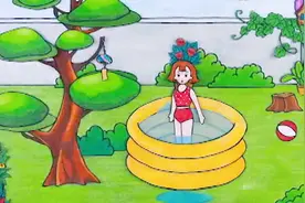 定格动漫：小美在花园弄了一个游泳池可以在里面泡澡了耶视频封面