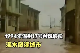 1994年温州17号台风影像，海水倒灌城市，现场宛如世界末日