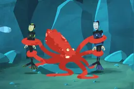 动物兄弟：克里斯和马丁被章鱼缠住了，真糟糕呀，怎么才能脱身呀