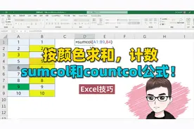 Excel技巧：按颜色求和和计数，sumcol和countcol公式视频封面