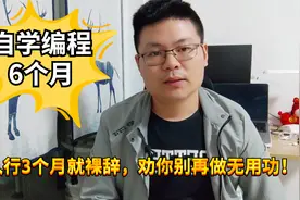 自学编程半年，入行3个月就辞职，送你2个建议，不再做无用功！视频封面