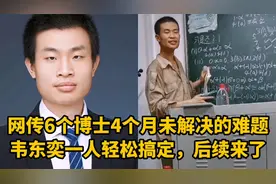 网传6个博士4个月未解决的难题，韦东奕一人轻松搞定，后续来了视频封面