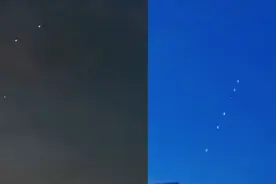 网友拍到“七星连珠”罕见画面：七颗行星串联，蓝黑夜空中闪光