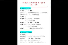 党政机关15种公文文种：万能格式及正文范文模板