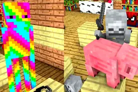 我的世界：另类药水，小黑变成了彩虹人，至于猪人..【怪物学院】