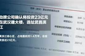 劲牌公司确认将投资23亿元在武汉建大楼，选址武昌滨江视频封面