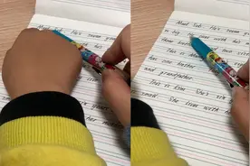 妈妈教儿子英语发音标准似点读笔，网友：像极了听力考试视频封面
