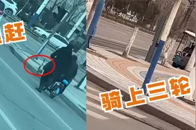 羊肉摊待宰小羊出逃，男子借三轮车沿街一路狂追，结局亮了视频封面