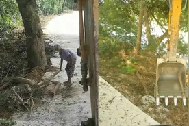 八旬奶奶路边吃力砍柴，挖机师傅果断帮忙：举手之劳，能帮则帮视频封面