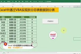 Excel中通过VBA实现拆分总表数据到分表，简单到没朋友！视频封面