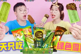 挑战一天只吃绿色雪糕，爆浆榴莲VS绿豆冰棒，芥末雪糕是啥味道？视频封面