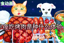 美食动画：半夜偷偷吃烤肉的经历有吗？要是没有，快来看看吧？视频封面