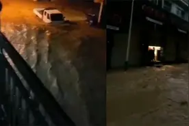 江西省上饶市发布暴雨黄色预警 多地洪水涌入居民房内 开车像开船